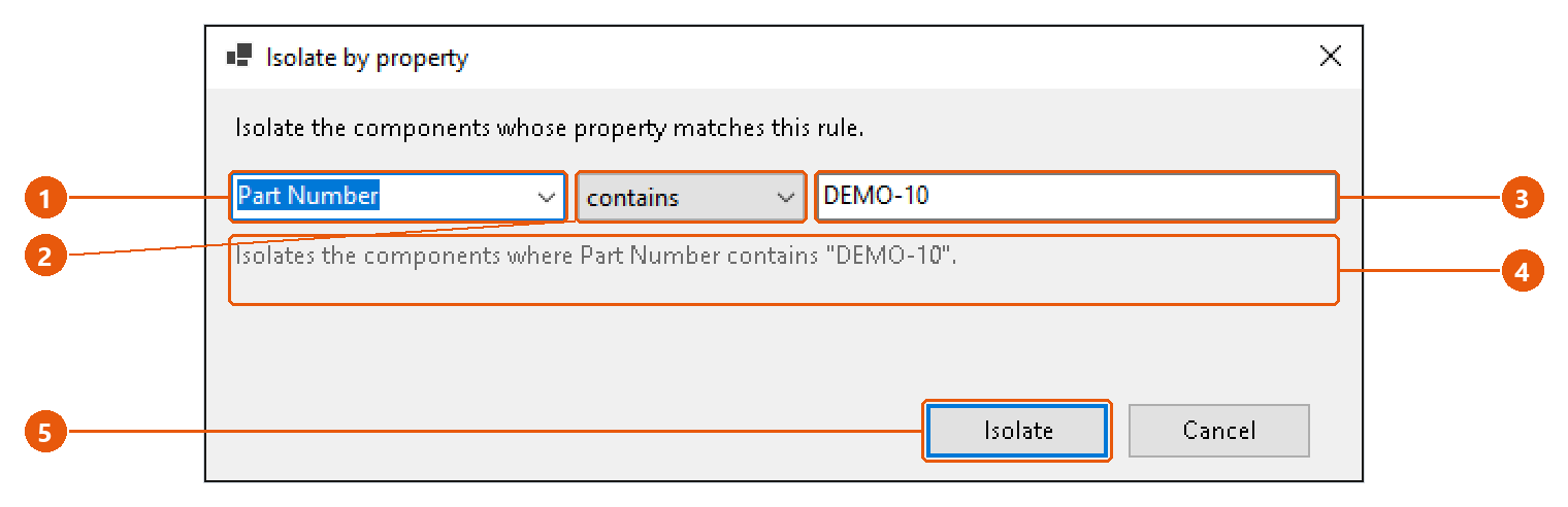 Assembly Tools — isolate: screenshot with numbered callouts