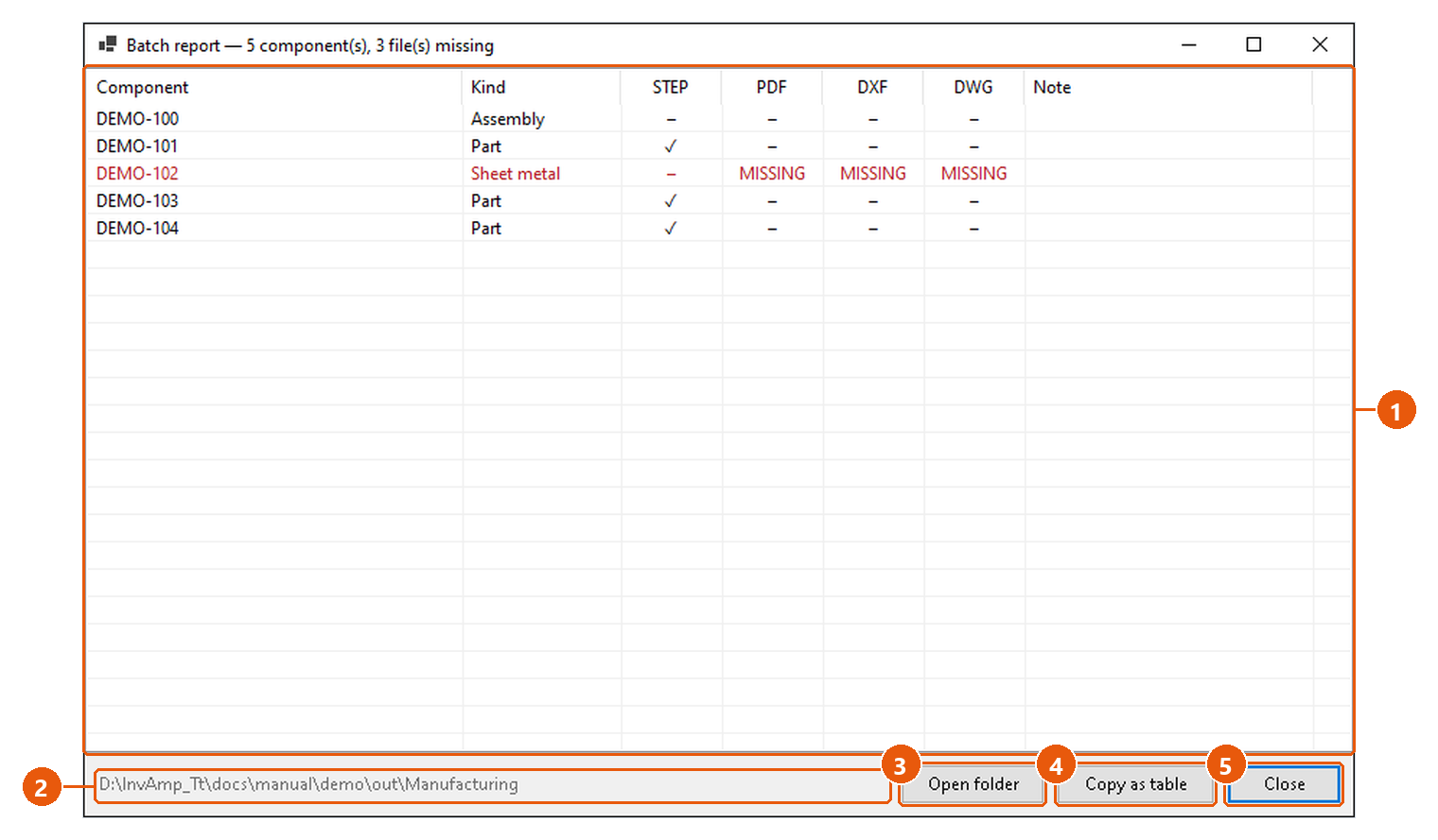 Utilities — manufacturing pack: screenshot with numbered callouts