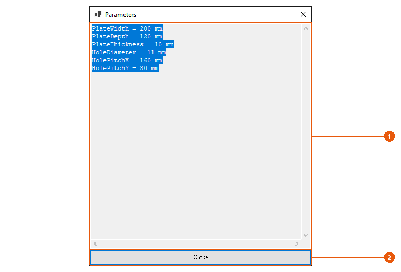 Utilities — tools for the active document: screenshot with numbered callouts