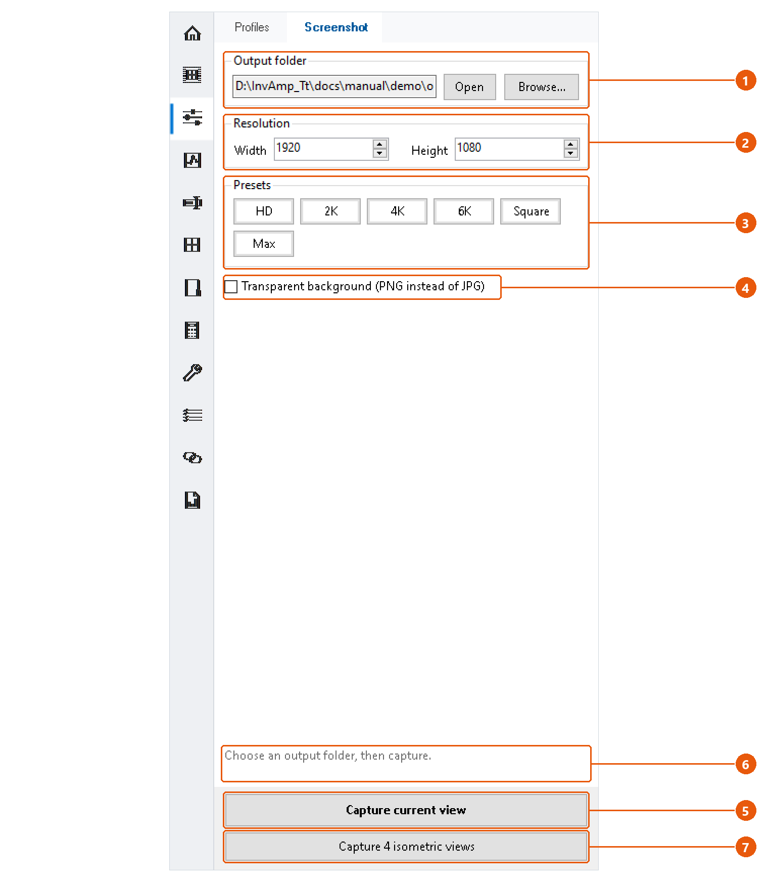 Work Mode — screen capture: screenshot with numbered callouts